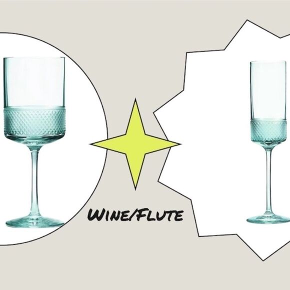 RARE New Blue Diamond Point Glass Wine Set, NOT FLUTES - Picture 6 of 6